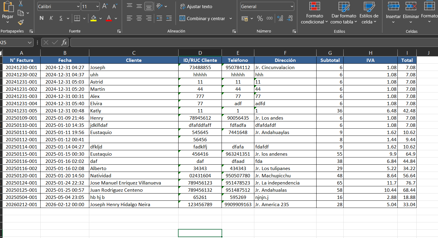 Excel de Historial de Ventas - AppFerreteria