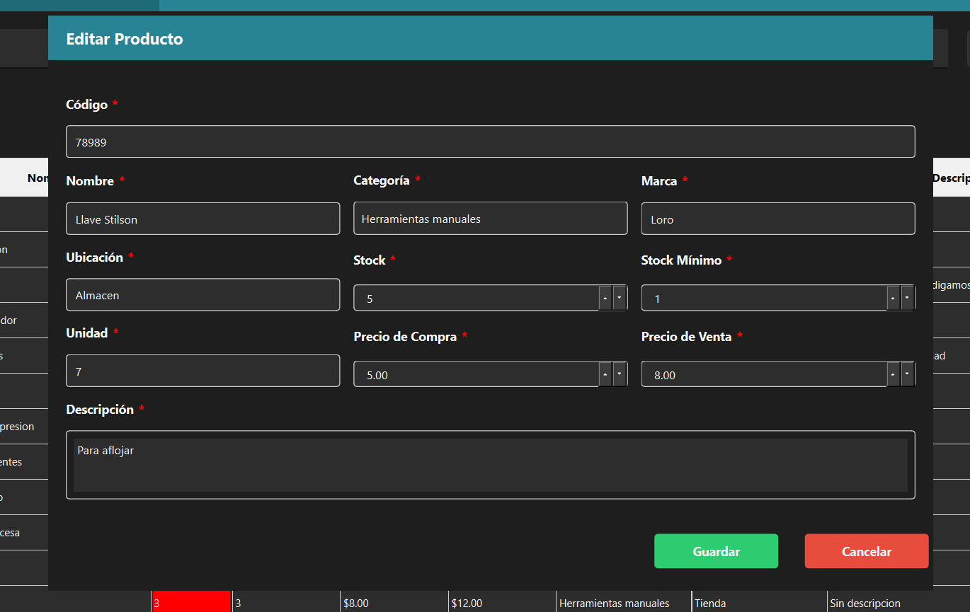 Editar Producto - AppFerreteria