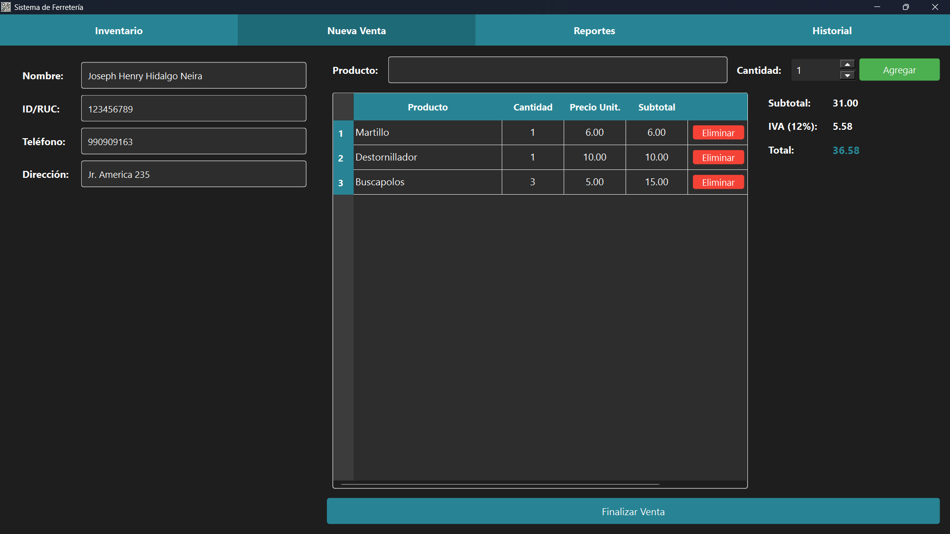 Nueva Venta - AppFerreteria