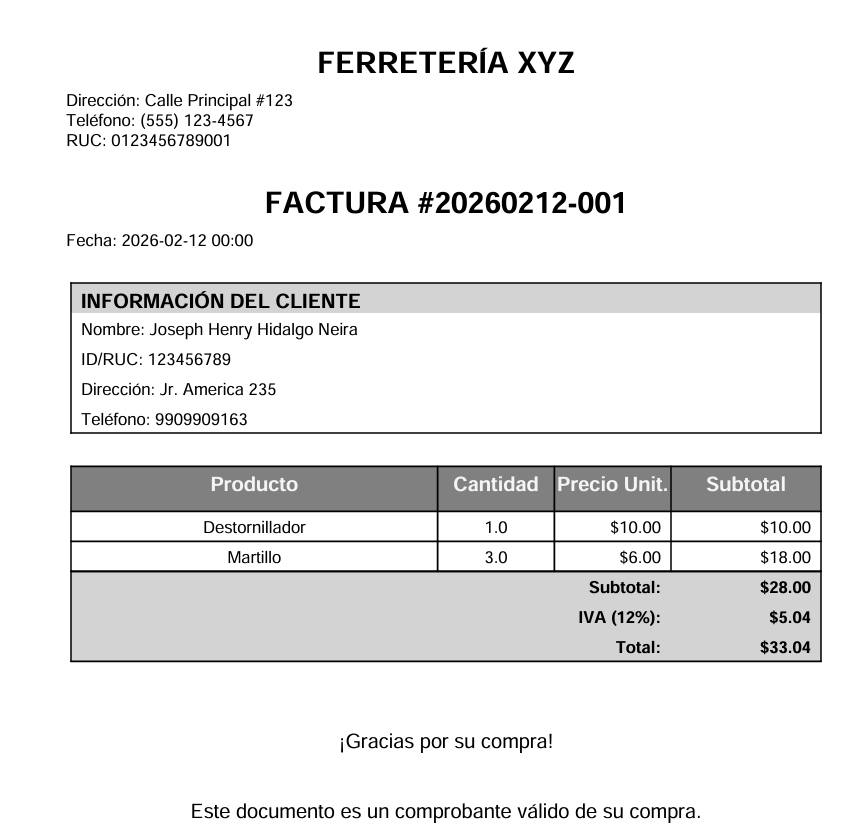 Factura Generada - AppFerreteria