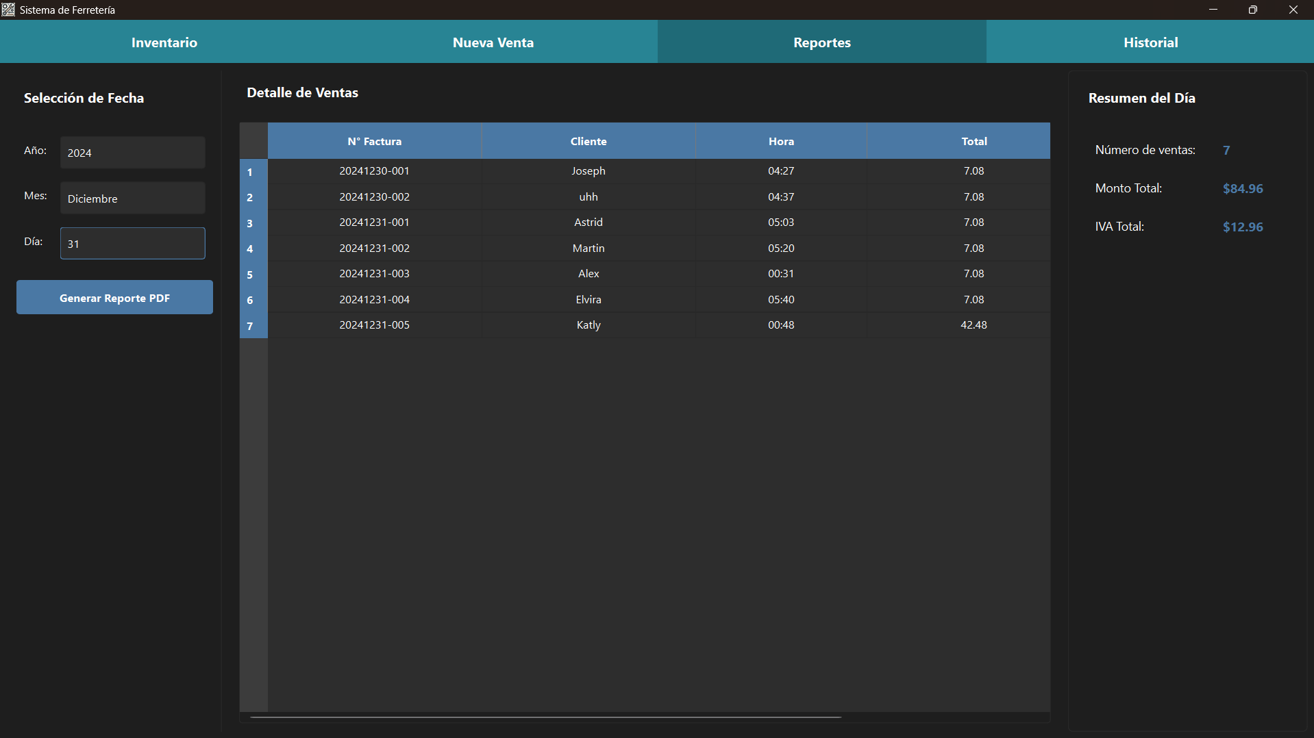 Reportes - AppFerreteria